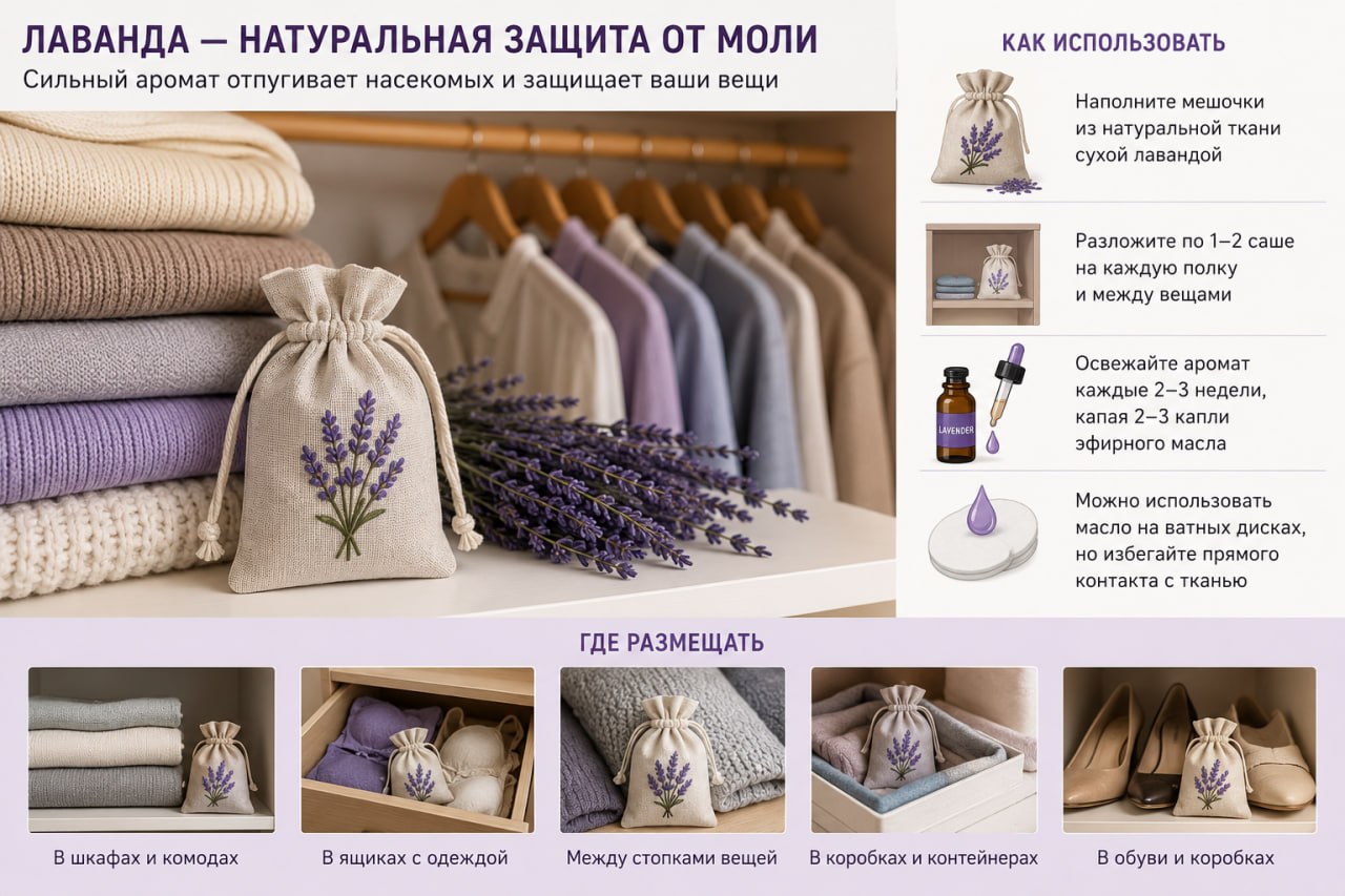 Лаванда и лавандовое масло от моли
